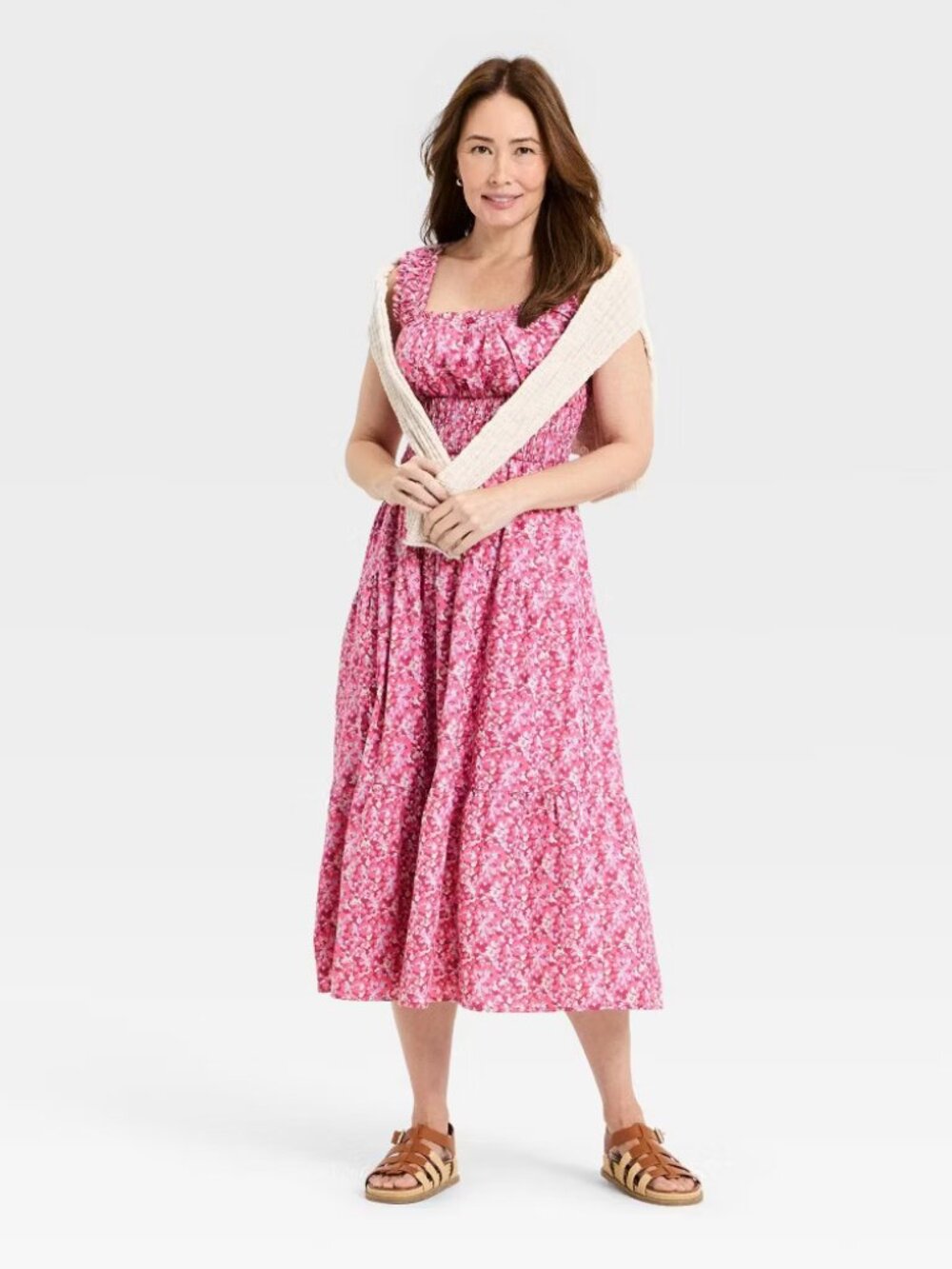 Universal Treat Women's Sleeveless Button-Front Maxi Empire Waist Dress Pink NWT